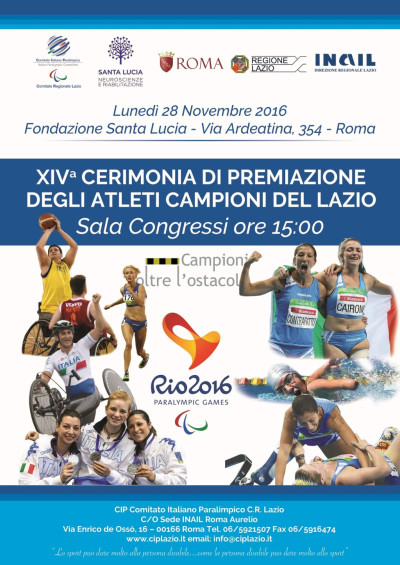 Cerimonia di Premiazione dei campioni paralimpici del Lazio s.s. 2015/2016: l...